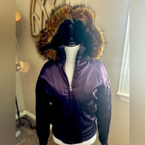 Satin like hooded jacket